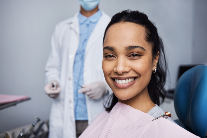 Young woman undergoing dental treatment