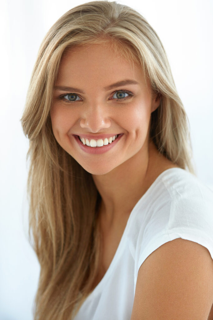 Happy woman with bright white teeth
